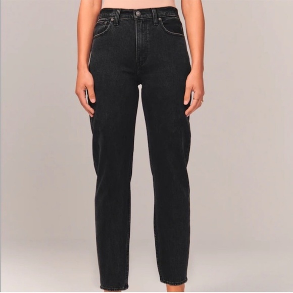 Abercrombie & Fitch The Mom High Rise Jeans Black Size 26/2 - Picture 1 of 15
